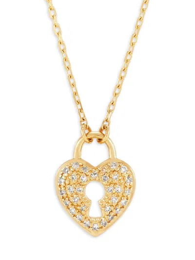 Saks Fifth Avenue Women's 14k Yellow Gold & 0.1 Tcw Diamond Heart Lock Pendant Necklace