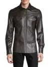 Ron Tomson Men's Leather Shirt In Dark Brown