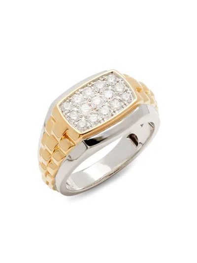 Effy Women's 14k Two Tone Gold & 0.71 Tcw Diamond Signet Ring
