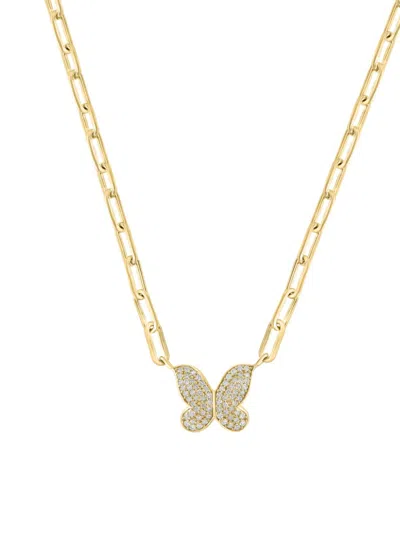 Effy Eny Women's 14k Yellow Goldplated Sterling Silver & Diamond Butterfly Pendant Necklace