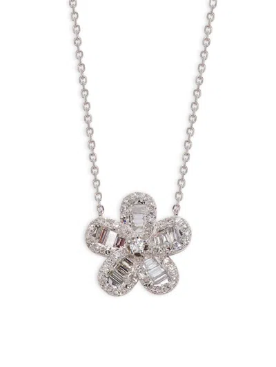 Effy Women's 14k White Gold & 0.63 Tcw Diamond Flower Pendant Necklace
