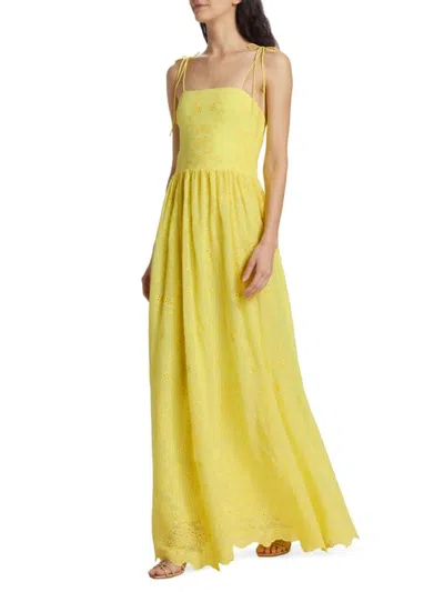 Alice And Olivia Juniper Broderie Anglaise Georgette Maxi Dress In Lemon