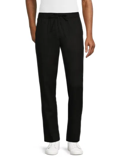 Saks Fifth Avenue Men's Drawstring Linen Blend Pants In Black