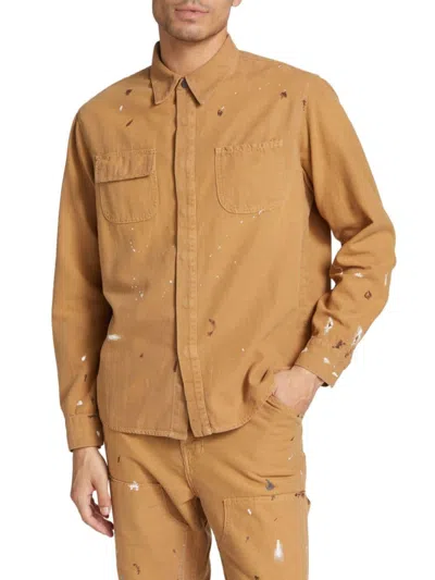 Nsf Men's Paint Spatter Button Down Shirt In Wheat Paint