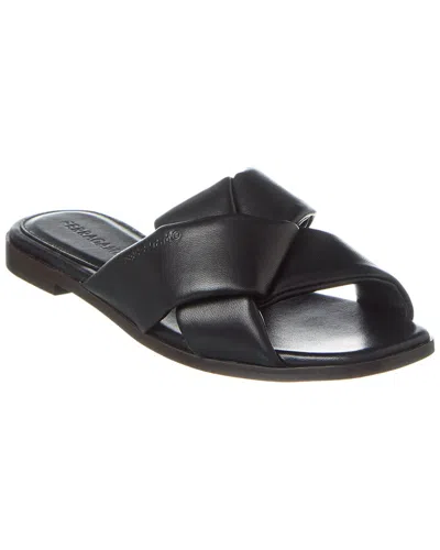 Ferragamo Alrai Twisted Lambskin Flat Sandals In Black