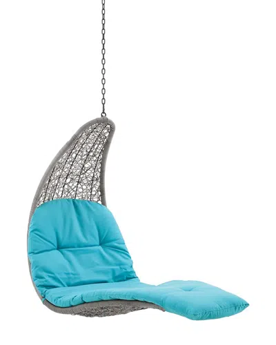 Modway Landscape Hanging Chaise Lounge Outdoor Patio Swing Chair In Gray