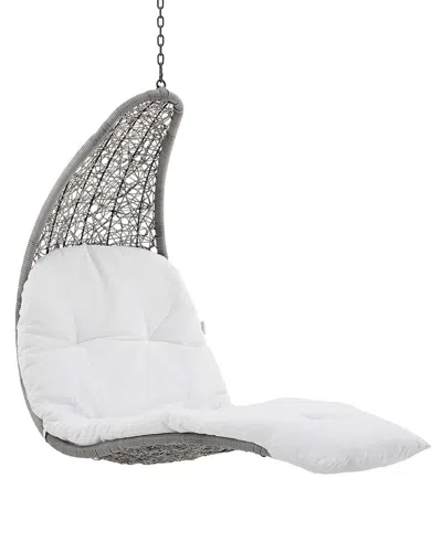 Modway Landscape Hanging Chaise Lounge Outdoor Patio Swing Chair In Gray