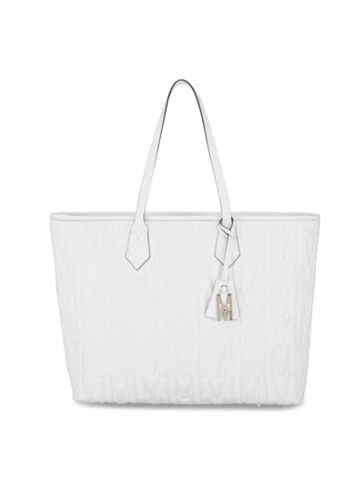 Moschino M-quilted Leather Tote In White