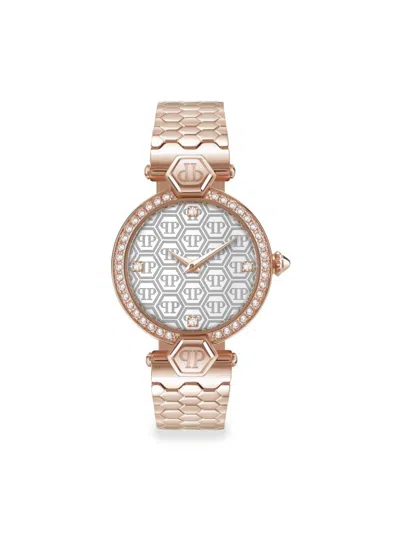 Philipp Plein Women's Plein Couture 32mm Ip Rose Gold Silvertone Stainless Steel Bracelet Watch