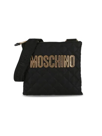 Moschino Quilted Nylon Logo Messenger Bag Woman Cross-body Bag Black Size - Nylon In Black Multi