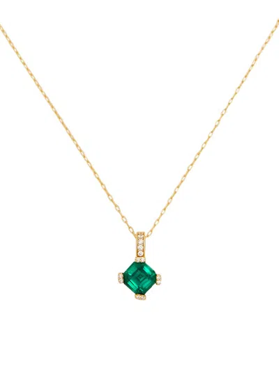 Kate Spade Women's Goldtone & Cubic Zirconia Mini Pendant Necklace In Green