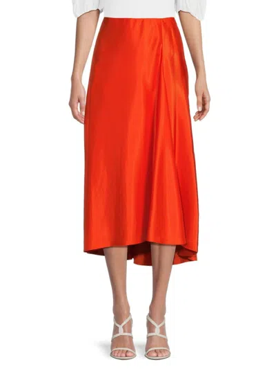 Theory Maity Satin Twill Skirt In Vibrant Orange