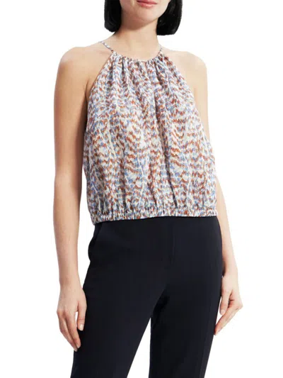 Theory Desert Womens Keyhole Gathered Cami In Blue Multi