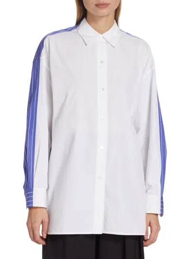 Theory Oversized Shirt In White Blue