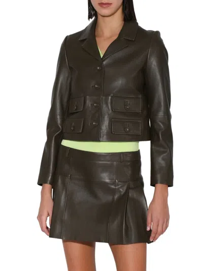 Walter Baker Estrella Leather Jacket In Moss