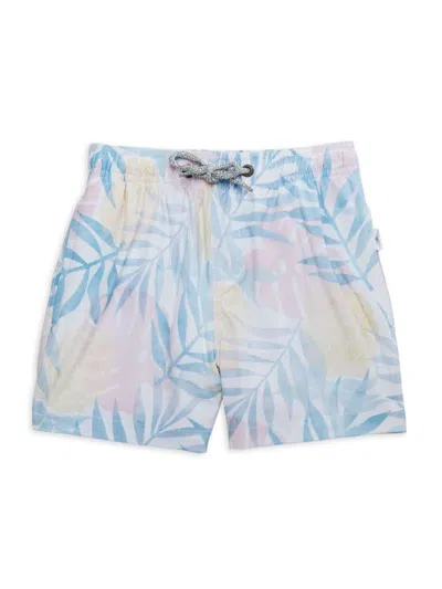 Vintage Summer Kids' Little Boy's & Boy's Palm Swim Shorts In Blue Multicolor