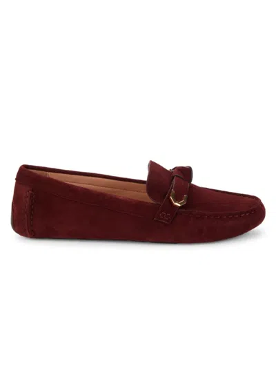 Cole Haan Evelyn Bow Leather Loafer In Bloodstone Suede