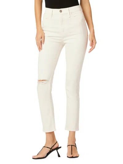 Hudson Jeans Harlow Ultra High-rise Cigarette Ankle Jean In Destructed White