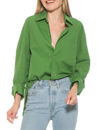 Alexia Admor Amber Classic Boyfriend Fit Button-up Shirt In Bright Green