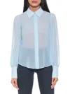 Alexia Admor Zayn Blouson Sleeve Button-up Shirt In Halogen Blue