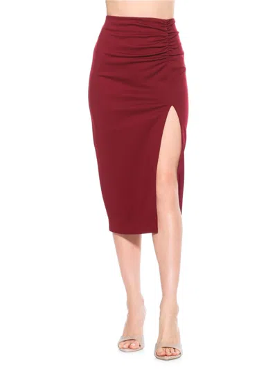 Alexia Admor Zayla Ruched Pencil Skirt In Burgundy