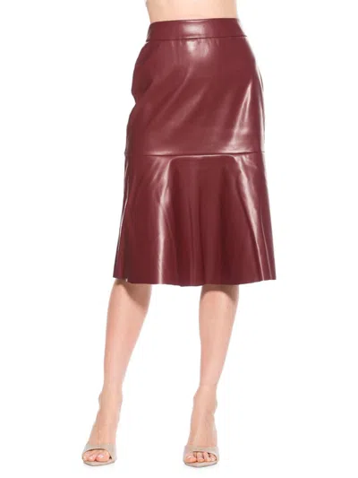 Alexia Admor Ezra Faux Leather Midi Skirt In Burgundy