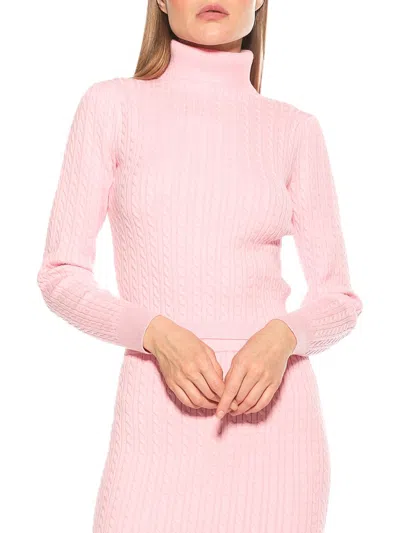 Alexia Admor Mova Cable Knit Turtleneck Sweater In Pink