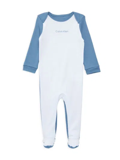 Calvin Klein Baby Boys Colorblock Cotton Footed Coverall In Blue