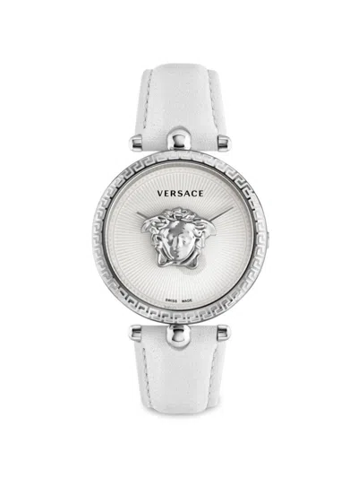 Versace Palazzo Empire Leather Watch In Sapphire