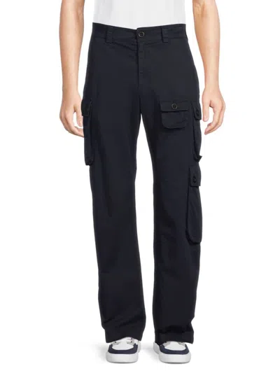 Palm Angels Cotton Cargo Pants In Navy Blue