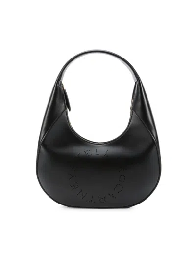 Stella Mccartney Logo Hobo Shoulder Bag In Black