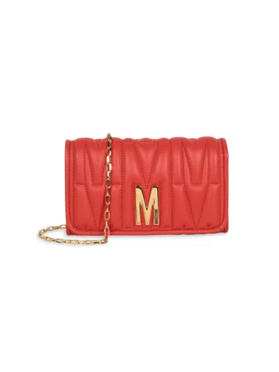 Moschino Logo-quilted Crossbody Bag In Red