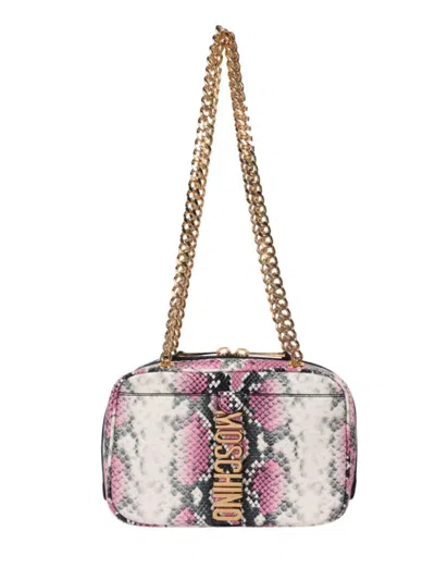 Moschino Snakeskin Print Shoulder Bag Woman Shoulder Bag Multicolored Size - Tanned Leather In Pink Multi