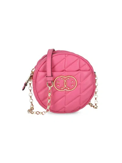 Moschino Quilted Round Shoulder Bag In Light Pink