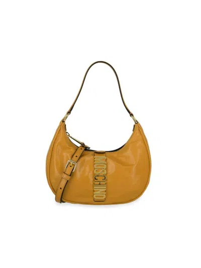 Moschino Women's Logo Leather Shoulder Bag In Beige