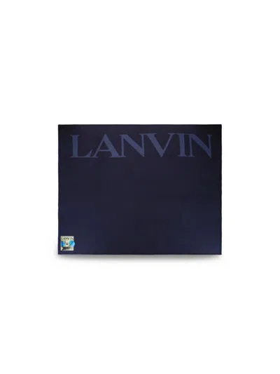 Lanvin Women's Logo Wool & Silk Wrap In Navy
