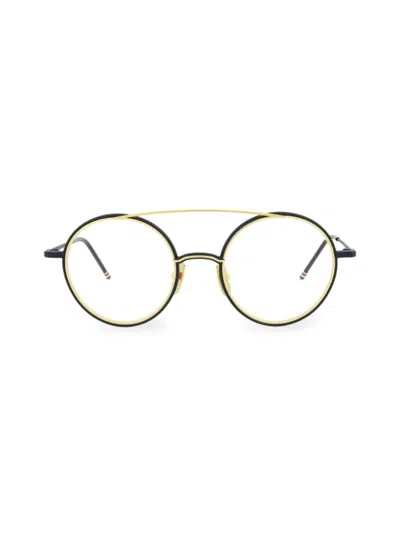 Thom Browne Aviator-style Metal Optical Frames Eyeglass Frame Blue Size 50 Metal In Black