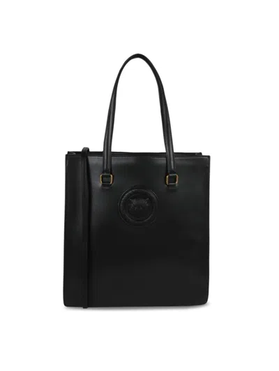 Just Cavalli Monocromatic Logo Tote Bag In Black