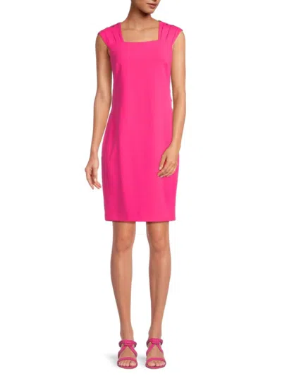 Tommy Hilfiger Women's Pleated-shoulder Sheath Dress In Hot Pink