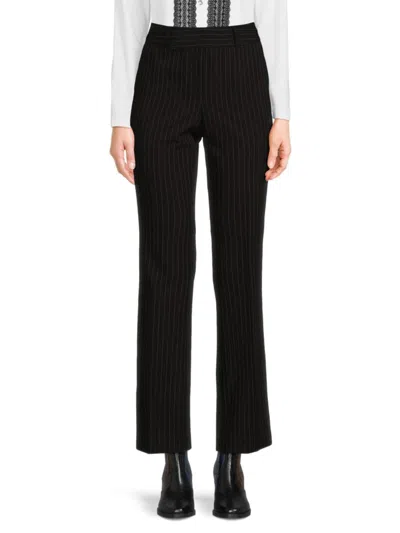 Tommy Hilfiger Women's Striped Sutton Straight-leg Trousers In Black Ivory