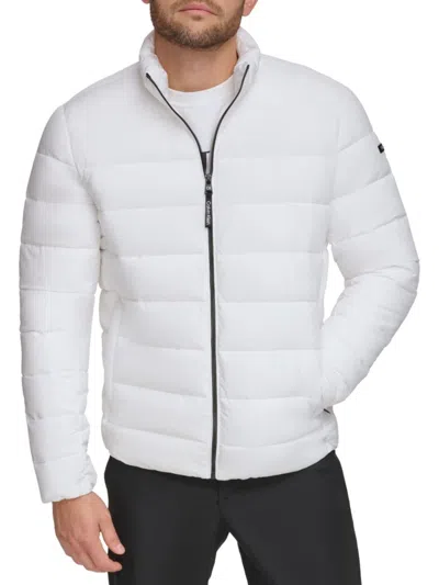 Calvin Klein Men's Quilted Infinite Stretch Water-resistant Puffer Jacket In White