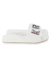 Karl Lagerfeld Women's Jaxine Embellished Platform Slides In Bright White