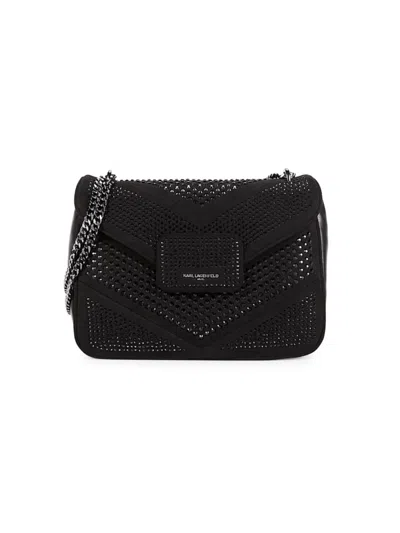 Karl Lagerfeld Fleur Small Embellished Shoulder Bag In Black