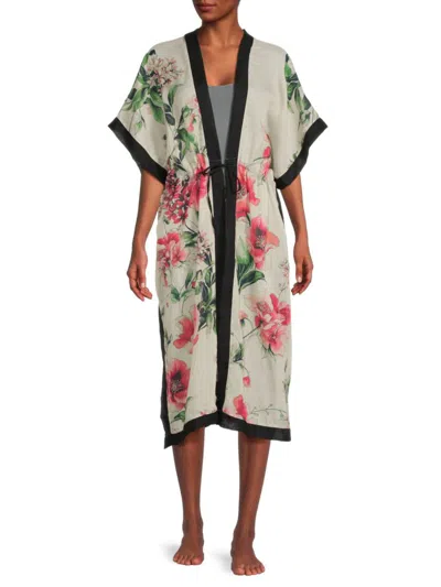Karl Lagerfeld Women's Garden Floral Cover Up Dress In Papaya