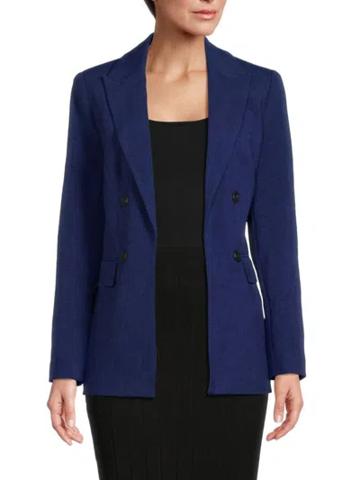T Tahari Double Breasted Blazer In Blue