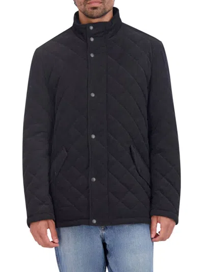 Cole Haan Men's Mockneck Quilted Corduroy Jacket In Black