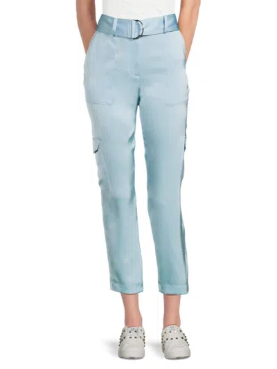 Calvin Klein Women's Belted Satin Cargo Pants In Cool