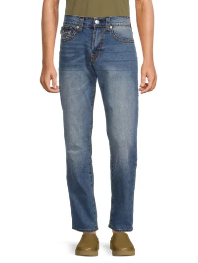 True Religion Mens Dark Wash Rocco No Flap Mid-rise Slim-fit Jeans In Medium Blue