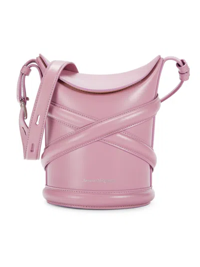 Alexander Mcqueen Women's Curve Leather Mini Bucket Bag In Pink