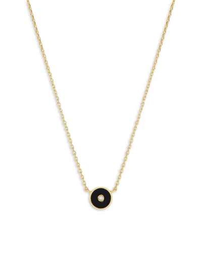 Ana Luisa Women's Lyndsee 14k Goldplated, Agate & Cubic Zirconia Disc Pendant Necklace In Black